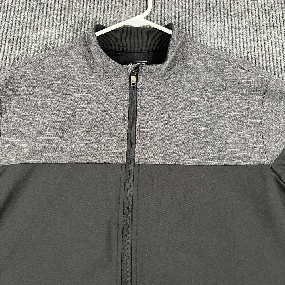 Adidas Jacket Mens Large Black Long Sleeve Full Zip Golf Outdoor Casual